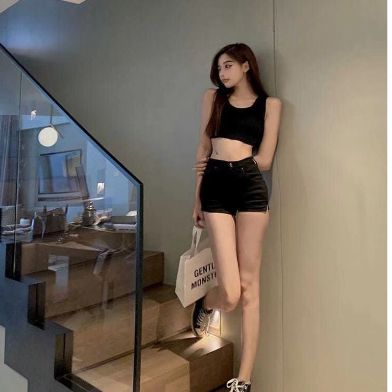 Feynzz ikdienas zili džinsa šorti sievietēm, seksīgi ar augstu vidukli, pogas, kabatas, šauri pieguļoši šorti, 2021. gada vasaras pludmales apģērbi, džinsi, šorti