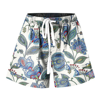 Модни дамски къси панталони с флорален принт Ежедневни джобове с шнурове Летни ластични талии Свободни дамски горещи панталони Дамски къси панталони