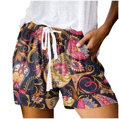 Ženske kratke hlače s modnim cvjetnim printom Ležerne hlače s uzicom i džepovima Ljeto s elastičnim strukom Labave ženske vruće hlačice Ženske kratke hlače