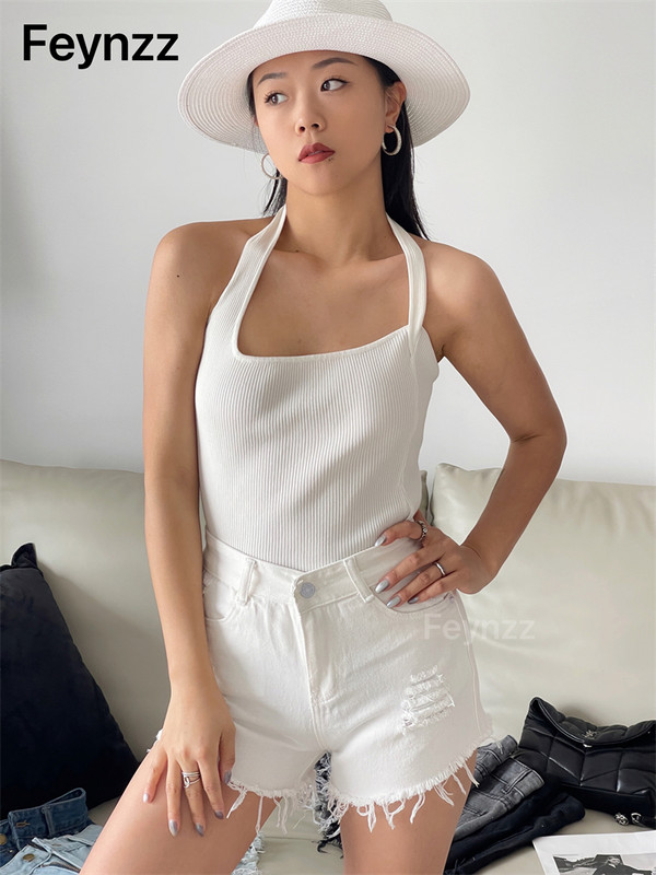 Feynzz Ležerne kratke hlače od plavog trapera Ženske seksi kratke hlače s dugmadima visokog struka i džepovima Uske kratke hlače Ljeto 2022. Ulična odjeća za plažu Kratke hlače od traperica