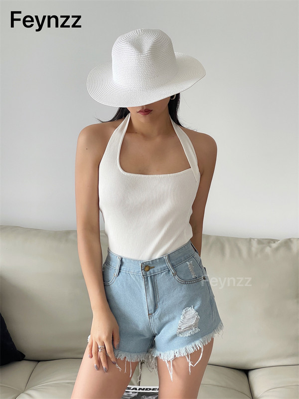 Feynzz Ležerne kratke hlače od plavog trapera Ženske seksi kratke hlače s dugmadima visokog struka i džepovima Uske kratke hlače Ljeto 2022. Ulična odjeća za plažu Kratke hlače od traperica