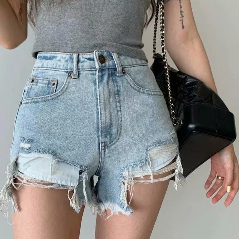 Feynzz modne nove ljetne ženske kratke traper hlače s dugmadima visokog struka Ležerne ženske široke plave traper kratke hlače