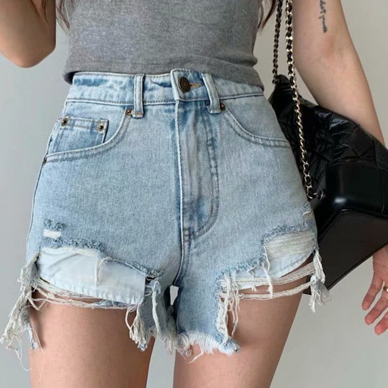 Feynzz modne nove ljetne ženske kratke traper hlače s dugmadima visokog struka Ležerne ženske široke plave traper kratke hlače