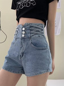 Feynzzove traper kratke hlače ultra visokog struka ženske ljetne nove tanke elastične umetke mrežaste crvene vruće hlačice a-kroja s plimom ljetni tanki dio