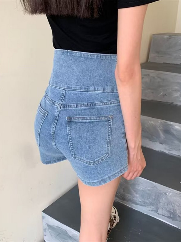 Feynzzove traper kratke hlače ultra visokog struka ženske ljetne nove tanke elastične umetke mrežaste crvene vruće hlačice a-kroja s plimom ljetni tanki dio