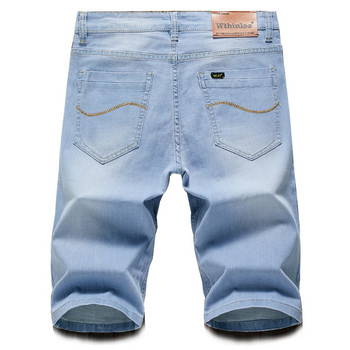 2023 Летни къси панталони Дънки Мъжки дънкови панталони Разтегливи тъмно сини модни мъжки дънки Тънки прави мъжки къси дънки Hombre