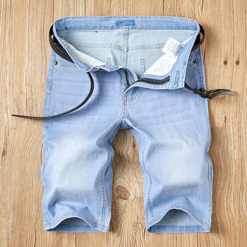 2023 Летни къси панталони Дънки Мъжки дънкови панталони Разтегливи тъмно сини модни мъжки дънки Тънки прави мъжки къси дънки Hombre