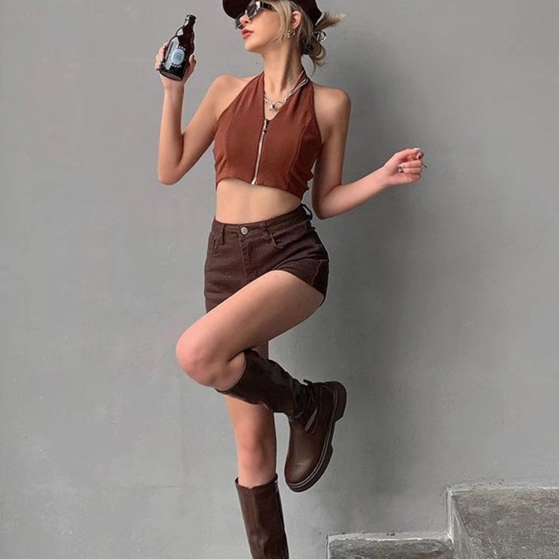 Feynzz Casual μπλε τζιν σορτς Γυναικεία σέξι ψηλόμεσα κουμπιά τσέπες λεπτή εφαρμογή σορτς 2021 Καλοκαίρι παραλία Streetwear Τζιν σορτς