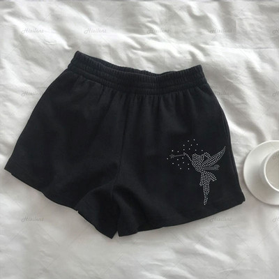 Angel Rhinestone Sportske ženske kratke hlače Ljeto Y2K oversize kratke hlače Grunge Goth visokog struka Plaža Correndo Kratke hlače Niske ženske