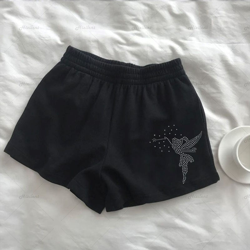 Angel Rhinestone Sportske ženske kratke hlače Ljeto Y2K oversize kratke hlače Grunge Goth visokog struka Plaža Correndo Kratke hlače Niske ženske