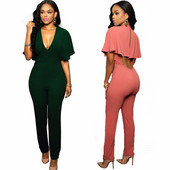 Ženski modni kombinezon za 2019. bez leđa, seksi bodi s V-izrezom, ženske hlače