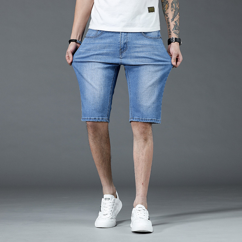 Καλοκαιρινό λεπτό τζιν σορτς 5 πόντους Ανδρικό κομμένο παντελόνι Slim fit Stretch φαρδύ τζιν Αντρικό επαγγελματικό casual κλασικό παντελόνι επωνυμίας