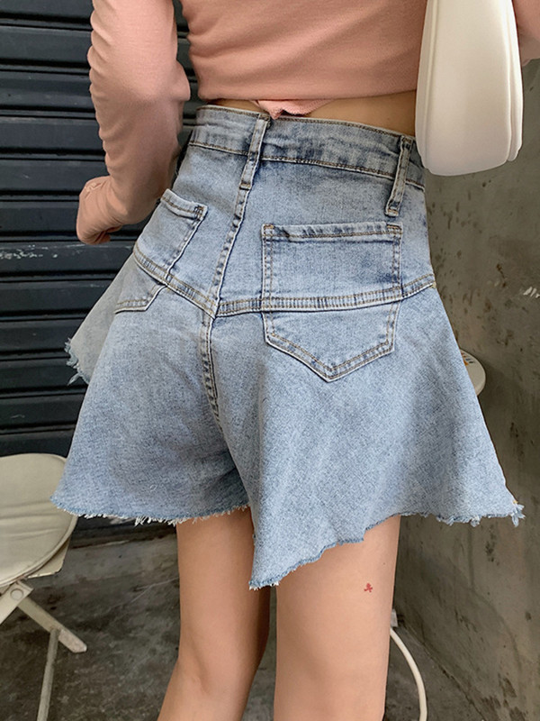 Pantaloni scurți din denim Feynzz 2022, pentru femei, versiune coreeană, pentru studenți, vară, noi, cu talie înaltă, subțiri, pantaloni largi, cu picioare largi, tendință