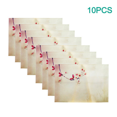 Držač za pohranu od 10 komada Višenamjenski tiskani materijal s otisnutim cvijećem Grana Papirna omotnica Antikni stil Proziran pravokutnik Škola