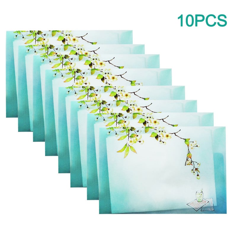 Držač za pohranu od 10 komada Višenamjenski tiskani materijal s otisnutim cvijećem Grana Papirna omotnica Antikni stil Proziran pravokutnik Škola