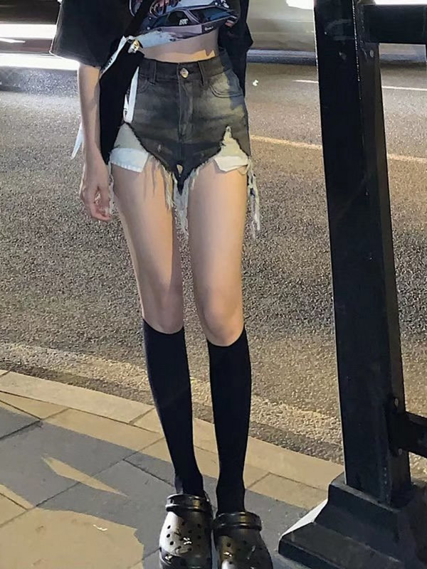 Feynzz Summer slim fit ilgomis kojomis ploni super elastingi džinsiniai šortai plačiomis karštomis kelnėmis plonos moteriškos