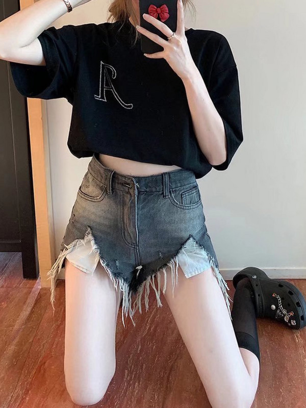 Feynzz Summer slim fit ilgomis kojomis ploni super elastingi džinsiniai šortai plačiomis karštomis kelnėmis plonos moteriškos