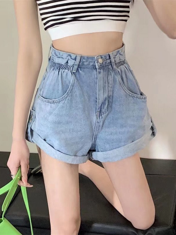 Feynzz Summer slim fit μακριά πόδια λεπτά σούπερ ελαστικό ψηλόμεσο τζιν σορτς φαρδύ καυτό παντελόνι αδύνατες γυναίκες