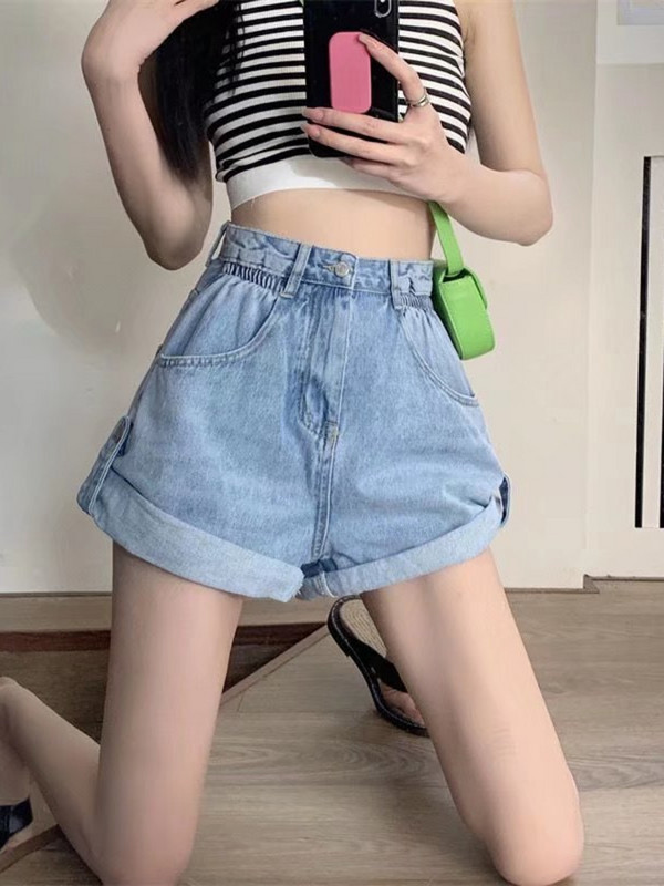 Feynzz Summer slim fit μακριά πόδια λεπτά σούπερ ελαστικό ψηλόμεσο τζιν σορτς φαρδύ καυτό παντελόνι αδύνατες γυναίκες