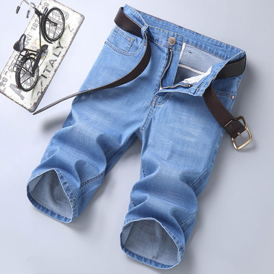 Pánske džínsové šortky, leto 2021, nový štýl, tenký strih, elastické, slim fit, krátke džínsy, pánske značkové oblečenie, modré