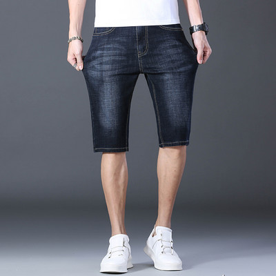 Pánske džínsové šortky, leto 2021, nový štýl, tenký strih, elastické, slim fit, krátke džínsy, pánske značkové oblečenie, modré