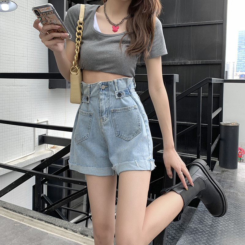 Feynzz Ljeto 2022. Nove traper kratke hlače s visokim strukom Ženske debele Mm Inostrani stil Shows Tanke široke nogavice Modni trend vruće hlačice