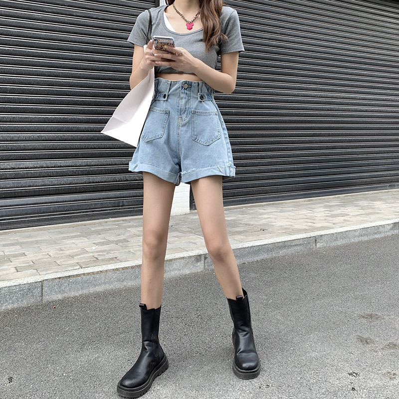 Feynzz Ljeto 2022. Nove traper kratke hlače s visokim strukom Ženske debele Mm Inostrani stil Shows Tanke široke nogavice Modni trend vruće hlačice