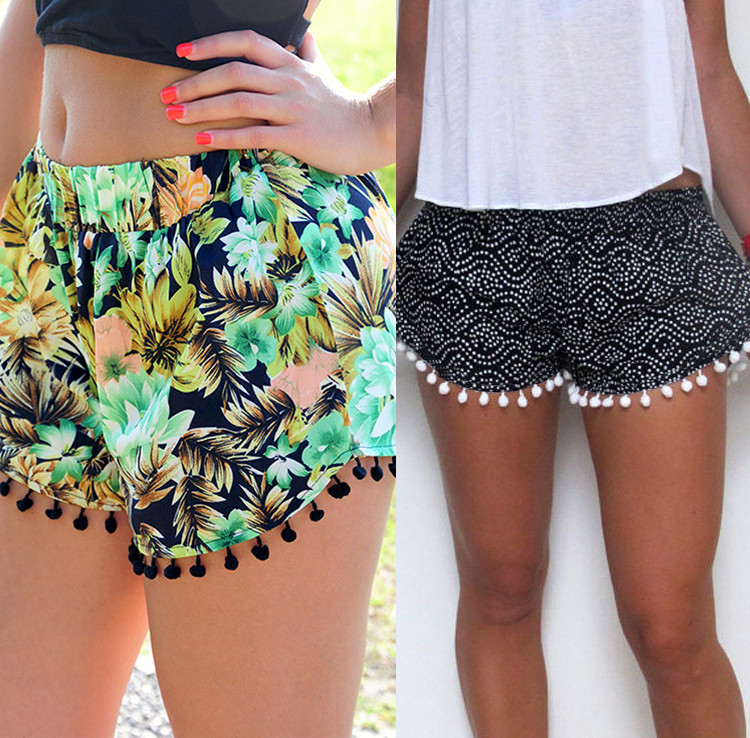 Ženske ležerne široke kratke hlače Bohemian Style Boho Fuzz Balls Vruće ljetne kratke hlače Široke kratke hlače za bodybuilding za žene Hot Selling