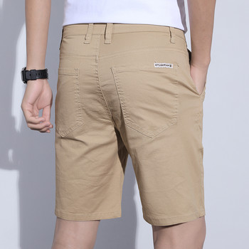 Мъжки летни памучни плътни ежедневни шорти Мъжки висококачествени бизнес работни плажни шорти Мъжки скъсани къси панталони Slim Fit