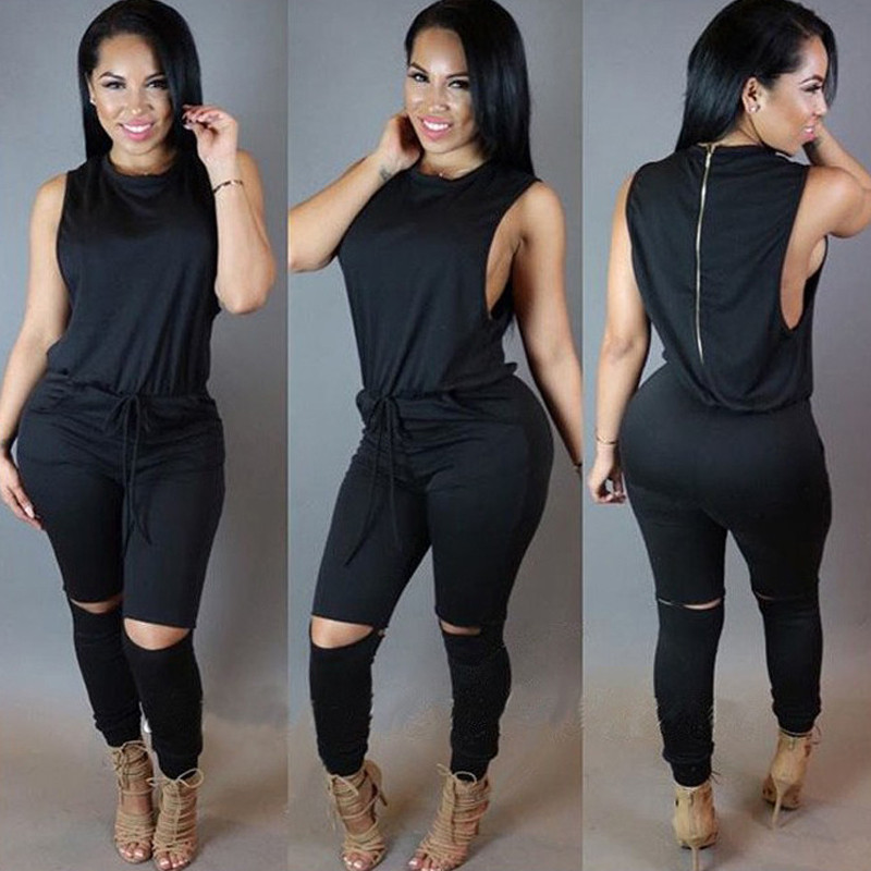 Kowell 2019 Νέο στυλ μόδας Καλοκαιρινή σέξι γυναικείες φόρμες αμάνικο κορδόνι με κούφια σέξι φόρμες φόρμες