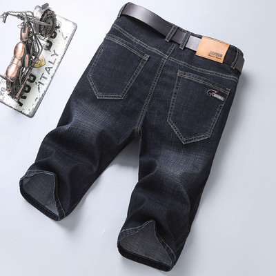Pantaloni scurți din denim subțiri, slim-fit, pentru bărbați, vara 2023, pantaloni scurți de denim pentru afaceri, ocazional de afaceri, pantaloni elastici, largi, decupați, blugi de marcă masculină