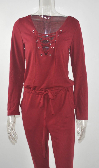 Kowell 2018. novi modni jesenski seksi ženski kombinezoni s dubokim V-izrezom i dugim rukavima s nepravilnim izgledom