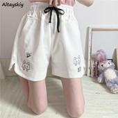 Kratke ženske kratke hlače visokog struka s uzicom Ulzzang opuštene, ležerne, ljetne, kawaii, prikladne, elegantne, modne, nove vruće rasprodaje, ženske