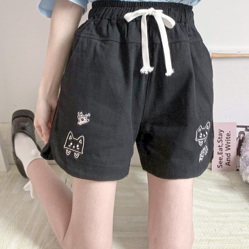 Kratke ženske kratke hlače visokog struka s uzicom Ulzzang opuštene, ležerne, ljetne, kawaii, prikladne, elegantne, modne, nove vruće rasprodaje, ženske