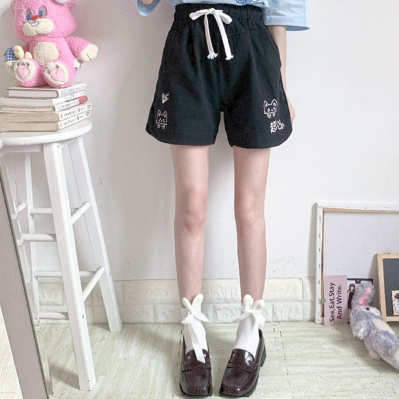 Kratke ženske kratke hlače visokog struka s uzicom Ulzzang opuštene, ležerne, ljetne, kawaii, prikladne, elegantne, modne, nove vruće rasprodaje, ženske