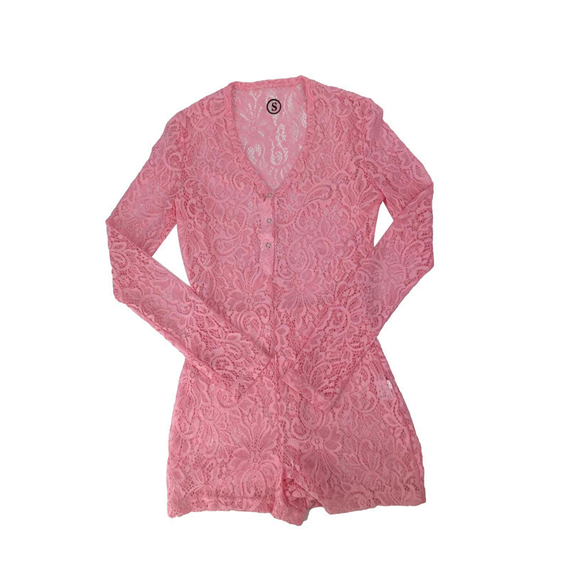 Ženske mrežaste hlače Ljeto 2021. Seksi čipkasti V-izrez dugih rukava Rastezljivi kombinezoni Sportska odjeća Ženska uska odjeća