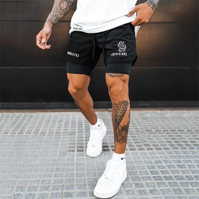 NOVO 2 U 1 sportske mrežaste prozračne kratke hlače za trčanje, muške kratke hlače za trčanje na dva kata, brzo sušeće, kratke hlače za fitness i vježbanje, muške kratke hlače