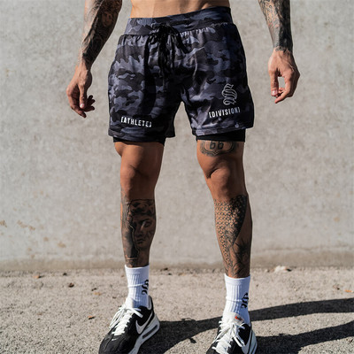 NOVO 2 U 1 sportske mrežaste prozračne kratke hlače za trčanje, muške kratke hlače za trčanje na dva kata, brzo sušeće, kratke hlače za fitness i vježbanje, muške kratke hlače