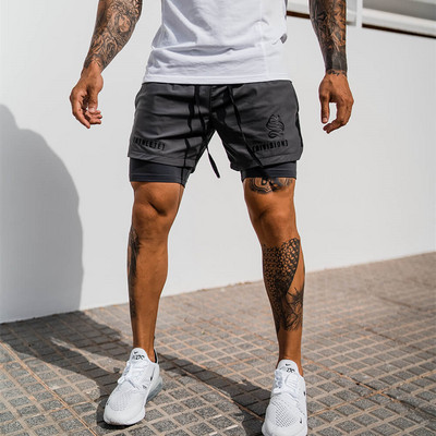 NOVO 2 U 1 sportske mrežaste prozračne kratke hlače za trčanje, muške kratke hlače za trčanje na dva kata, brzo sušeće, kratke hlače za fitness i vježbanje, muške kratke hlače