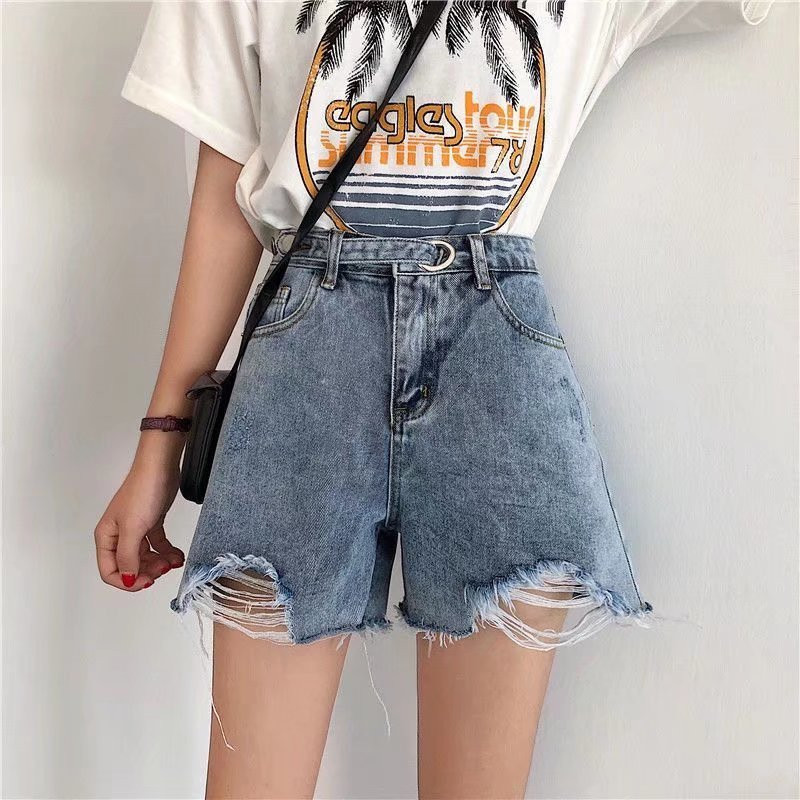 Feynzz Ležerne kratke hlače od plavog trapera Ženske seksi kratke hlače s dugmadima visokog struka i džepovima Uske kratke hlače Ljeto 2021. za plažu Ulične hlače od traperica