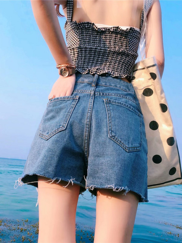 Feynzz Net Crvene traperice Ženske široke ljetne 2022. Nova korejska šik verzija 5xl visokog struka Kombinirane kratke hlače A-kroja širokih nogavica