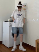 Feynzz's Hot Girl džinsiniai šortai, vasariniai ploni moteriški šortai aukštu juosmeniu, laisvi ir ploni, tiesūs, platūs penkių taškų kelnės.