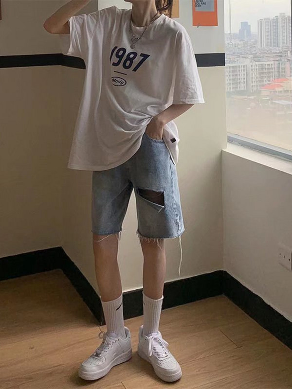 Feynzz's Hot Girl džinsiniai šortai, vasariniai ploni moteriški šortai aukštu juosmeniu, laisvi ir ploni, tiesūs, platūs penkių taškų kelnės.