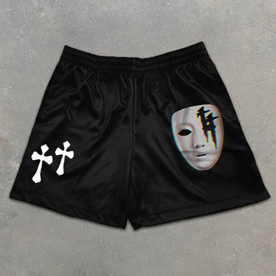 Férfi futó rövidnadrágok edzés rövidnadrágok Angel Cross Print Gym Sportok Férfi alkalmi ruházat Férfi fitnesz kocogás Y2k edzés rövidnadrágok