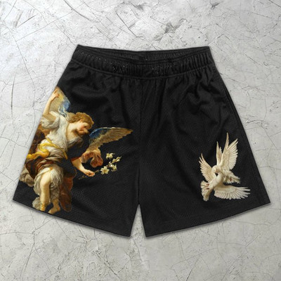 Férfi futó rövidnadrágok edzés rövidnadrágok Angel Cross Print Gym Sportok Férfi alkalmi ruházat Férfi fitnesz kocogás Y2k edzés rövidnadrágok