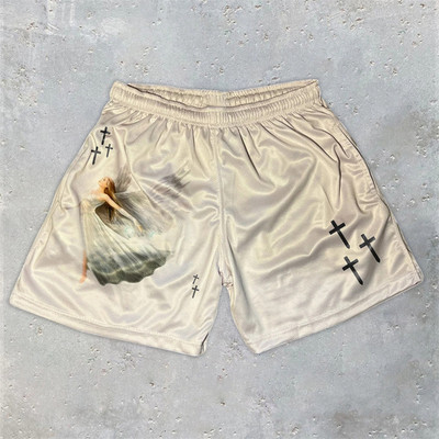 Férfi futó rövidnadrágok edzés rövidnadrágok Angel Cross Print Gym Sportok Férfi alkalmi ruházat Férfi fitnesz kocogás Y2k edzés rövidnadrágok