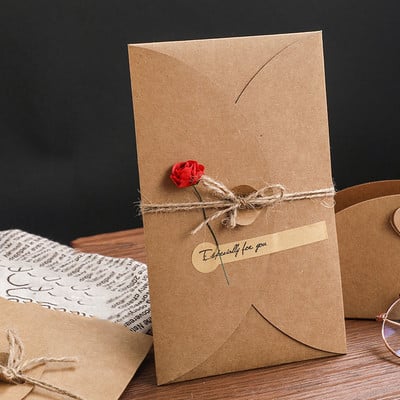 1 tk Mini ümbrik Vintage DIY jõupaberist kutsega õnnitluskaart moe käsitsi valmistatud kuivlillega pulmapidu jõulud