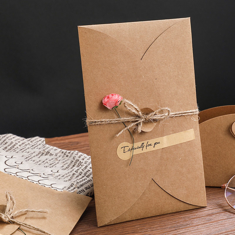 1 tk Mini ümbrik Vintage DIY jõupaberist kutsega õnnitluskaart moe käsitsi valmistatud kuivlillega pulmapidu jõulud