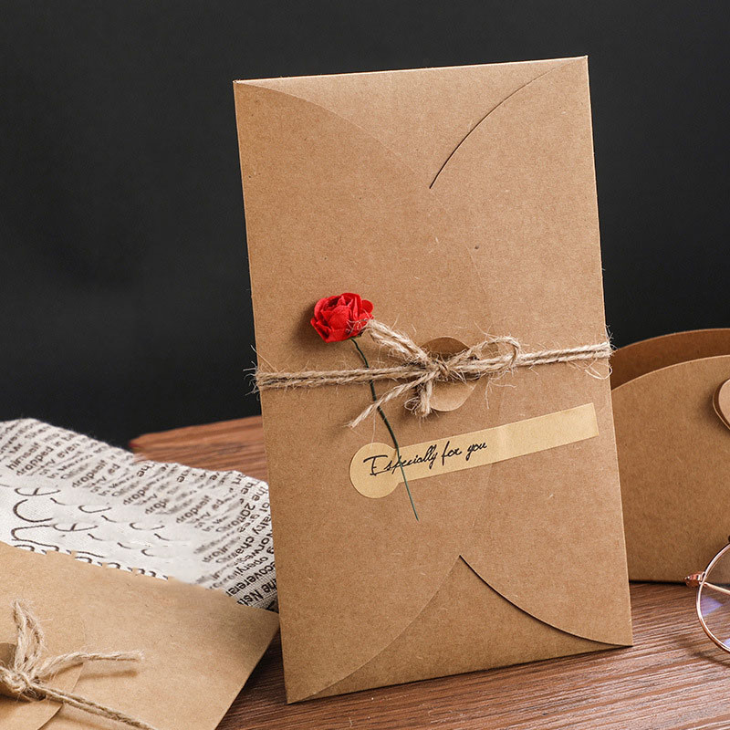 1 tk Mini ümbrik Vintage DIY jõupaberist kutsega õnnitluskaart moe käsitsi valmistatud kuivlillega pulmapidu jõulud