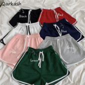 Ženske kratke hlače Jednobojne s uzicom Chic Joggers Raznolika ulična odjeća Ležerna djevojka Studentska moda Opušteno Jednostavno Mekano Ulzzang Retro